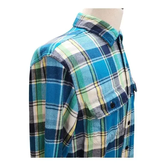 American Eagle Outfitters Men’s Medium Flannel Button Up Shirt Blue Plaid Cotton - Picture 6 of 16